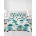 thumbnail image 2 of Twin XL Quilt Bedding Set, Teal Green Floral Reversible Summer Quilt 3 Pieces, Vintage Cornflower Leaves Rustic Plants Lightweight Bedspreads Coverlets with 2 Pillow Shams for All Seasons, 2 of 5