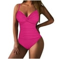 thumbnail image 2 of REORIAFEE Women's Bathing Suit One Piece Swimsuit Monokini Cute Bikini Padded Without Underwire Bikini Deep V One Piece Swimsuit Hot Pink M, 2 of 8