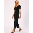 thumbnail image 4 of DARING DIVA Women's Work Square Neck Loose Wide Leg Jumpsuits S Black, 4 of 6