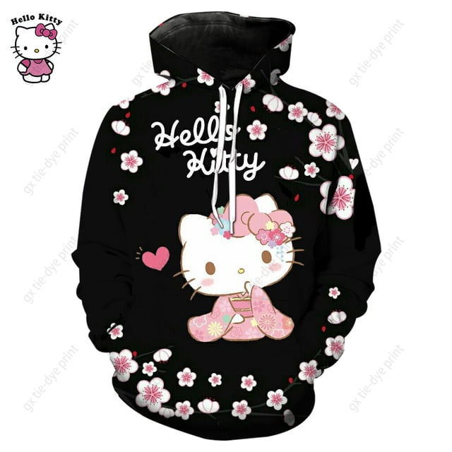 Sudadera con capucha de Hello Kitty para hombre y mujer, sudadera con capucha, sudadera con capucha para hombre y mujer, sudadera con capucha de hip hop para estudiantes