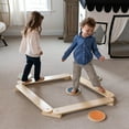 thumbnail image 4 of Little Partners Learn 'N Balance Set Wooden 4 Stepping Stones Montessori Furniture Balance Board for Toddlers Kids Play Gym - Natural, 4 of 10