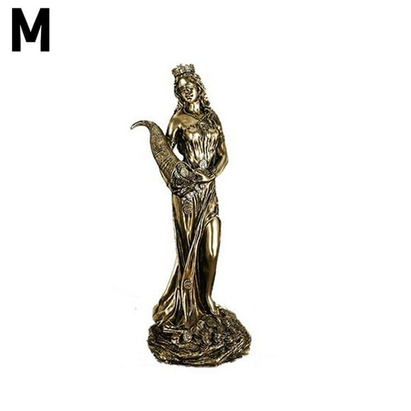 Greek Goddess Fortuna Statue, Cold Cast Resin Bronze Finish Sculpture for Home Decor, God of Fortune and Luck Figurine for Office Desk Altar
