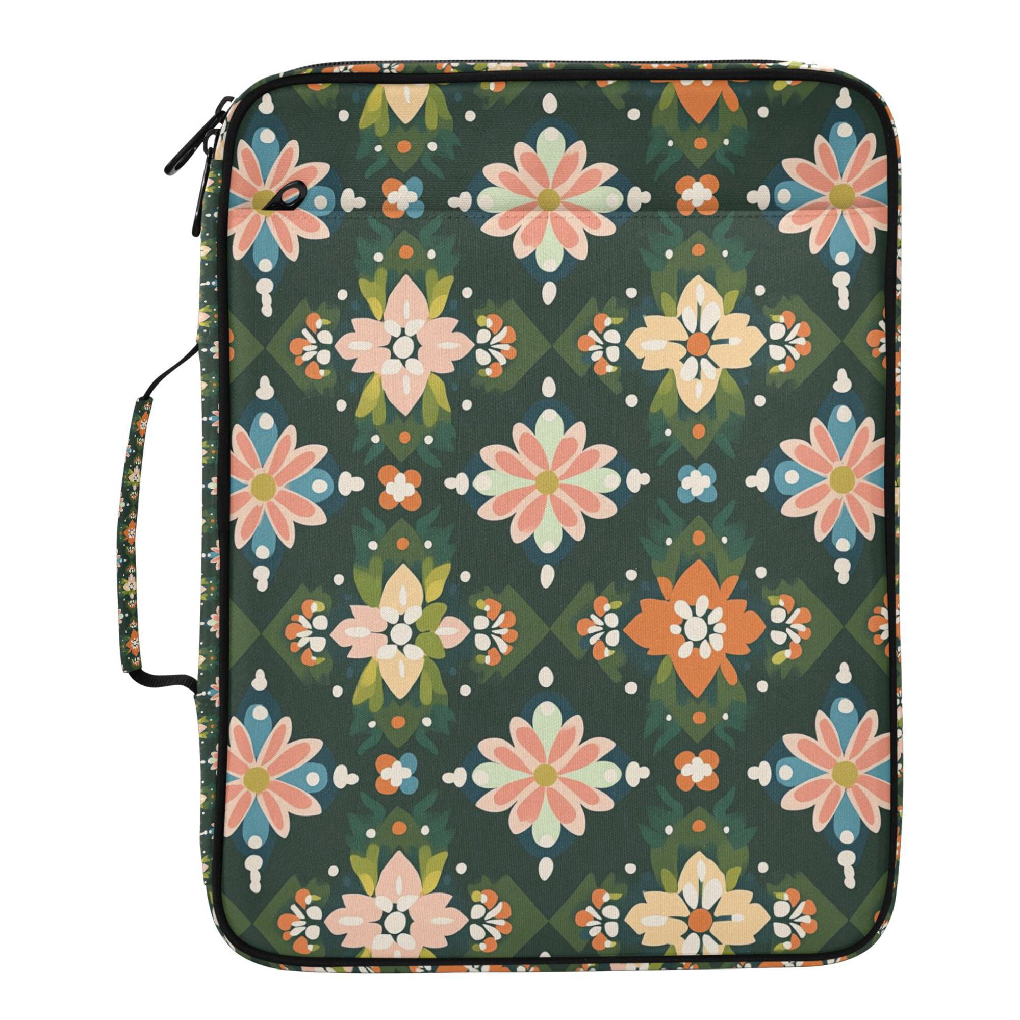 FORMRS Accordion File Folder A4 Size 7-Pocket Expanding Document Organizer Bag with 3 Ring Binder, Pink Geometric Flowers