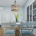 thumbnail image 4 of 4-Light Farmhouse Wood Chandelier Rustic Kitchen Pendant Light Fixture Square Wooden Ceiling Hanging Lighting for Dining Room, Island, Foyer,, 4 of 7