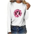 thumbnail image 2 of VKOYWKM Womens Breast Cancer Long Sleeve T-Shirts T-Shirt Pink Ribbon Print Breast Cancer Tops Crew Neck Loose Breast Cancer Awareness Sweatshirt, 2 of 4
