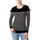 thumbnail image 1 of Maison Jules suéter de punto con volantes a rayas para mujer, negro, XX-Small, 1 of 2