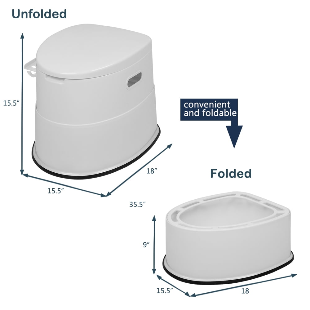 Portable Toilet with Non-slip insert Grey
