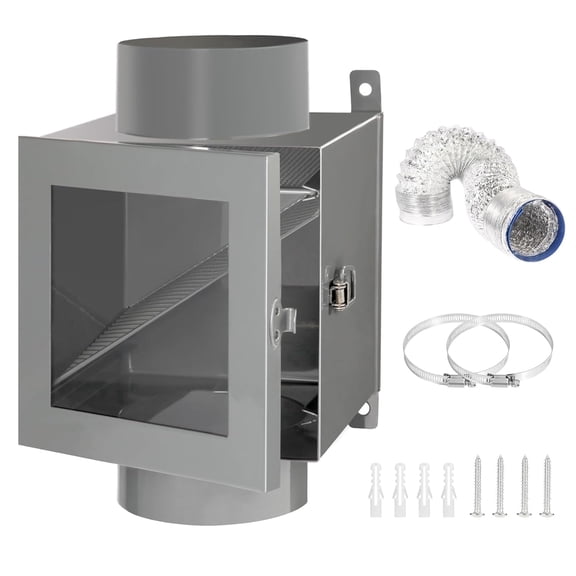 Dryer Duct Lint Trap, Metal Indoor Dryer Vent Kit with 4 inch 8Ft Dryer Vent Hose 2 Clamps 2 Filter Screens for Electric Clothes,Dryers Dryer Vent Lint Catcher