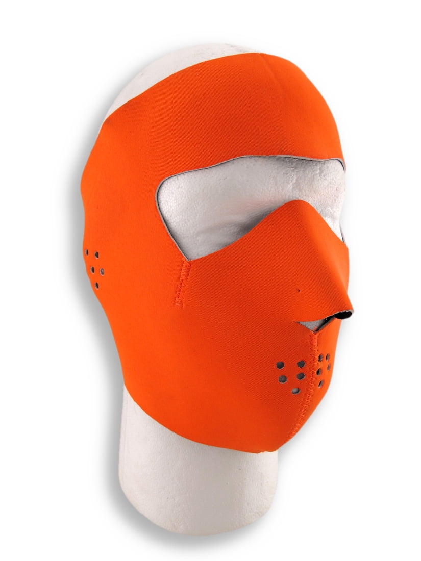 Hunting Snowmobile Skiing ATV Motorcycle Blaze Orange Full Face Mask Neoprene by Capsmith