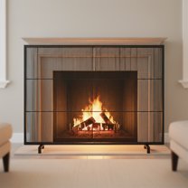 Olurrisa 39" Single Panel Handcrafted Wrought Iron Fireplace Screen, Fire Spark Guard for Living Room, Bedroom Decor(Black)