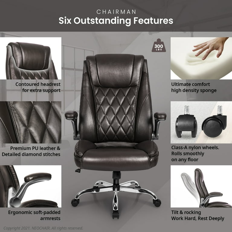Hygge Ergonomic High Back Executive Padded Leather Computer Desk