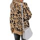 thumbnail image 2 of Gibobby Manga Larga Cuello Rojoondo Europa y América Casual Split Knitwear Leopard Two Lapel Pullover Sweater Mujer (Multicolor, S), 2 of 5