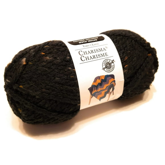Loops & Threads Charisma Tweed Yarn - Black - 3 oz - One Ball