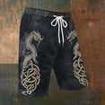 thumbnail image 2 of CONZONE Mens Casual Shorts Elastic Waist Drawstring Viking Shorts For Men Norse Mythology Graphic Y2K Lightweight Loose Fit Workout Gym Shorts With Pockets, 2 of 3