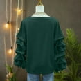 thumbnail image 6 of Yteetum Women's Merry Christmas Sweatshirts Oversized Crewneck Christmas Pleated Ruffle Trim Pullover Hoodless Sweatshirts Tops Womens Casual Xmas Graphic Round Neck Loose Lantern Sleeve Sweatshirts, 6 of 7