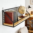 thumbnail image 5 of No Drill Wall Mounted Storage Shelves, Hanging Basket Organizer, for Bedroom, Dorm Room, Headboard, Wall Partition Shelf, Space Saving Wall Decor for Home Kitchen, Sundries Storage Display, M, Black, 5 of 6