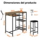 thumbnail image 3 of Mueble Bar con Mesa Alta y 2 Bancos Conexiones trifasica– Porta Botellas y Porta Copas, Estructura Metálica Estilo Industrial para Cocina Comedor, 3 of 7