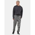 thumbnail image 2 of No Boundaries Men's Lounge Joggers, Checkered Smiles Graphic Print Pajama Pants, Sizes S-XL, 2 of 5