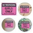 thumbnail image 3 of Funny Sign No Trespassing Sign PVC Pink Girls Bedroom Wall Decor Self Adhesive Wall Sticker with Cute English Warning Signs for Teen Girls Room Cave Room Dorm, 3 of 11