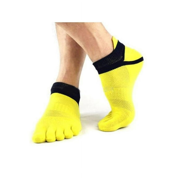 Men Five Toe Socks Cotton Solid Sports Trainer Running Finger Socks Breathable