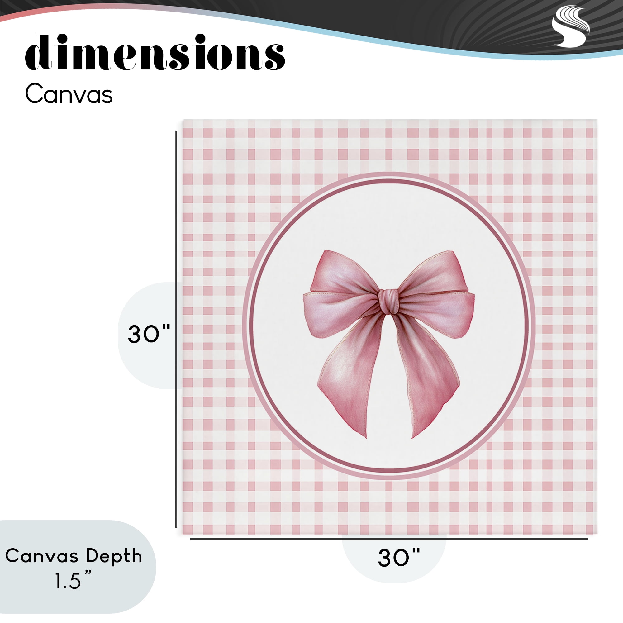 Stupell Industries Pink Bow with Circular Gingham Canvas Wall Art, design by Christine Simpson Art