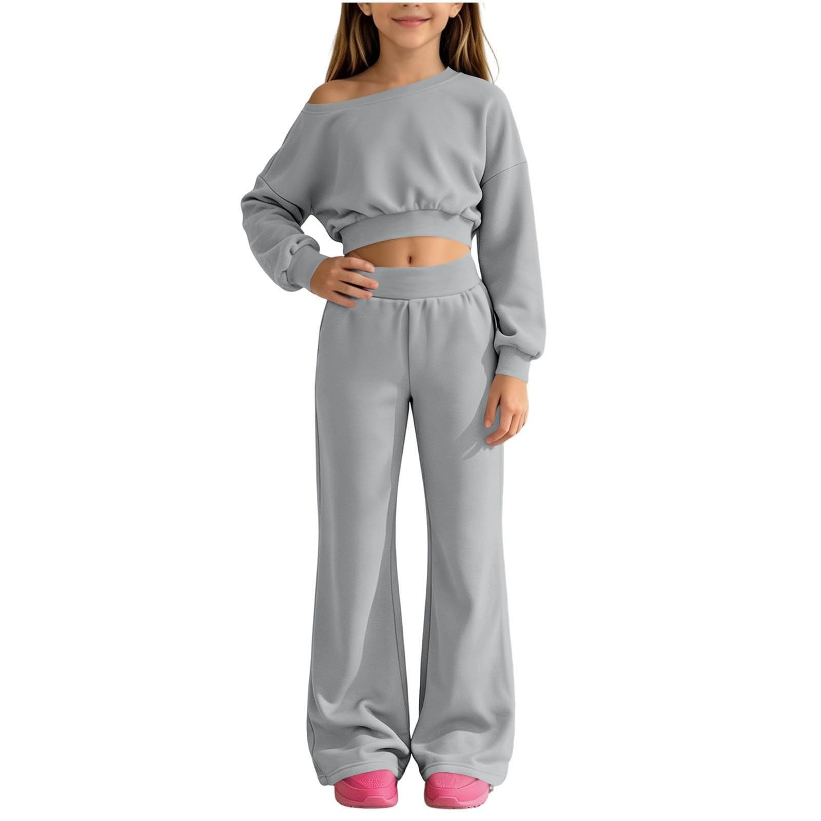 Girls Sweatsuits 2 Piece Outfits Casual Tracksuits Fall Long Sleeve Hoodie and Sweatpants Set