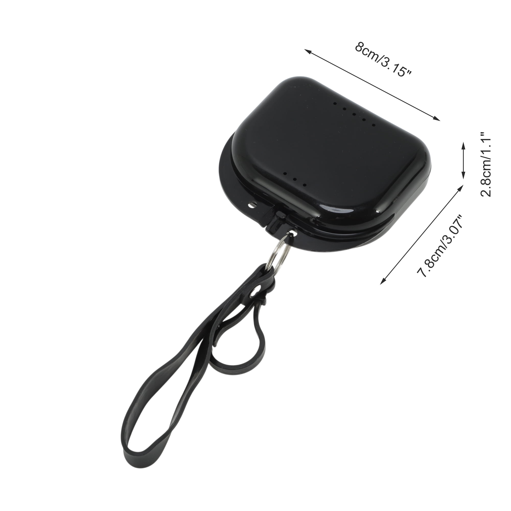 Unique Bargains Compact Braces Box with Lanyard 1 Pc Black