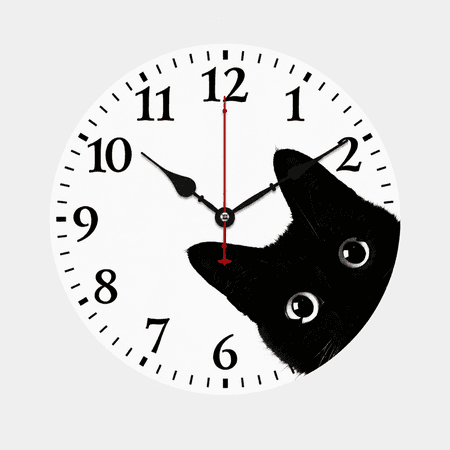 CozyHour Black Cat Wall Clock, 9.84 inch Battery Operated Analog Clock, Funny Cat Decor for Kitchen Bedroom Office