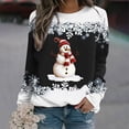 thumbnail image 2 of Rbaofujie Tunique à Capuche pour Femmes Noël Mode Décontractée Imprimé Col Rond Manches Longues Ample Blouse Chandails en Molleton Noir Capuches pour Adolescentes, 2 of 3