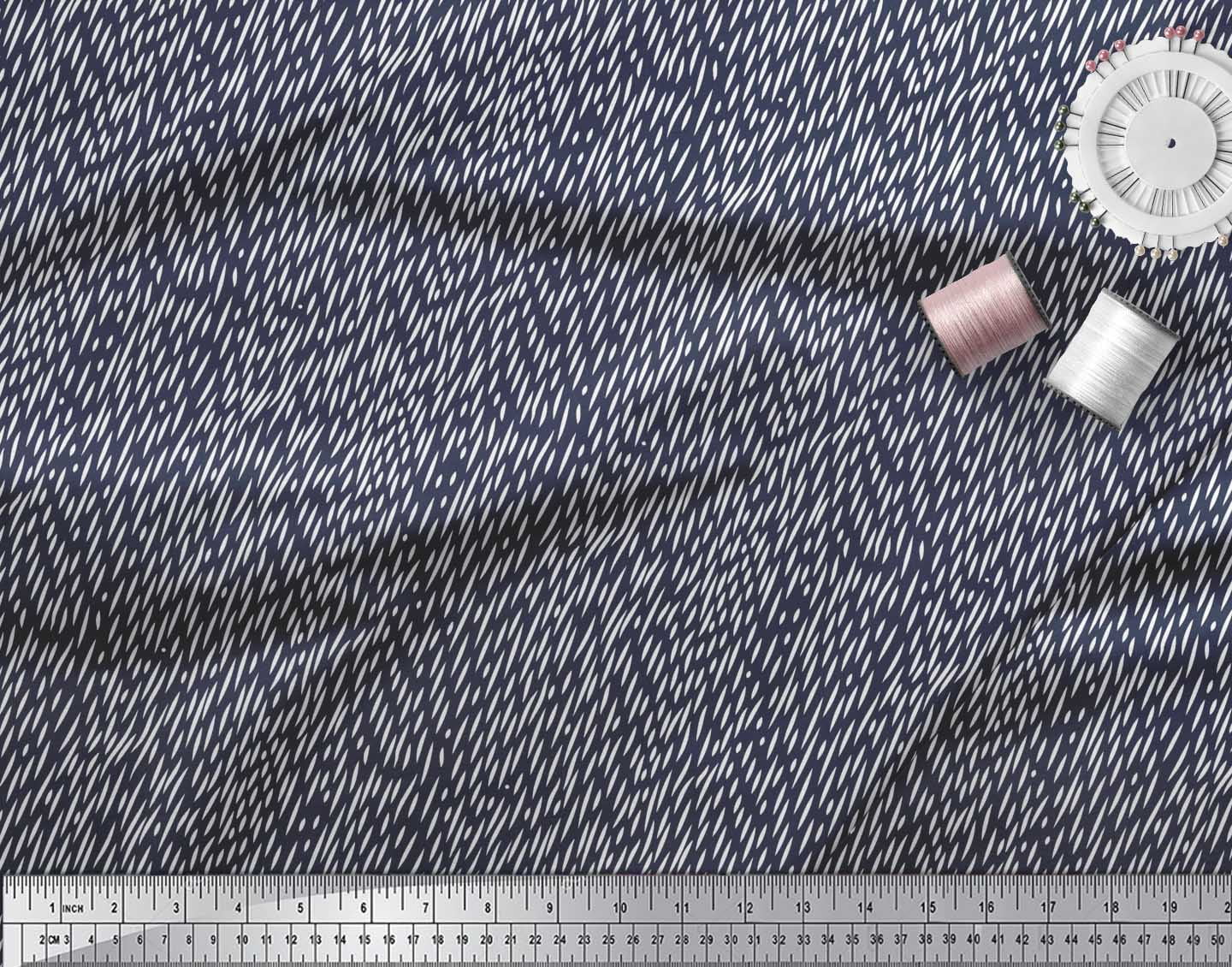 Soimoi Blue polyester Crepe Fabric Brush Stroke Abstract Fabric Prints By Yard 52 Inch Wide