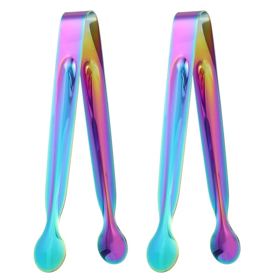 2pcs Serving Tongs, 5.9 Inch Stainless Steel Kitchen Tongs Cooking Utensils Rainbow