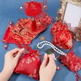 thumbnail image 3 of 12 Pcs Jewelry Silk Purse Pouchs 6 Styles Vintage Red Embroidered Flower Jewelry Brocade Organizer Wrap with Zipper Small Drawstring Bag Jewelry Gift Bag for Wedding Travel Candy Storage Red, 3 of 7