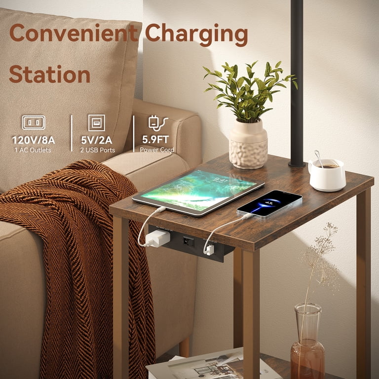 SUNMORY Floor Lamp with Shelves and USB Charging Station photo 8