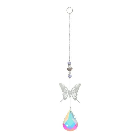 

HOFY Faux Crystal Pendant Eye-catching Metal Hanging Butterfly Shaped Wind Chimes for Window