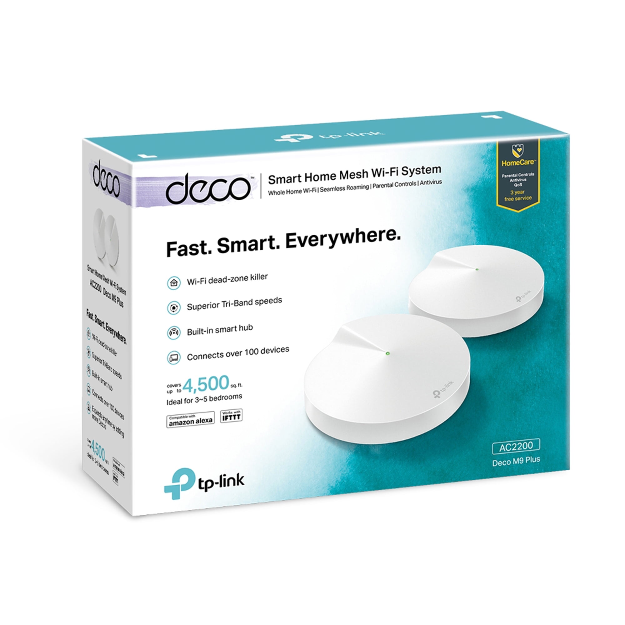 TP-Link Deco M9 Plus Whole Home Tri-Band Mesh Wi-Fi Router System up to 2,200 Mbps Speeds (2-Pack) TP-Link Deco M9 Plus Whole Home Tri-Band Mesh Wi-Fi Router System up to 2,200 Mbps Speeds (2-Pack)