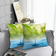 thumbnail image 6 of LALILO Throw Pillow Covers Water Drop Green Leaf Summer Fresh Rain Cushion Cover 18" x 18", 2 Pack, 6 of 6