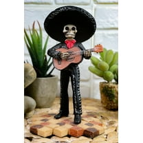 Ebros Traditional Charro Outfit Black Mariachi Band Skeleton Guitarist Statue