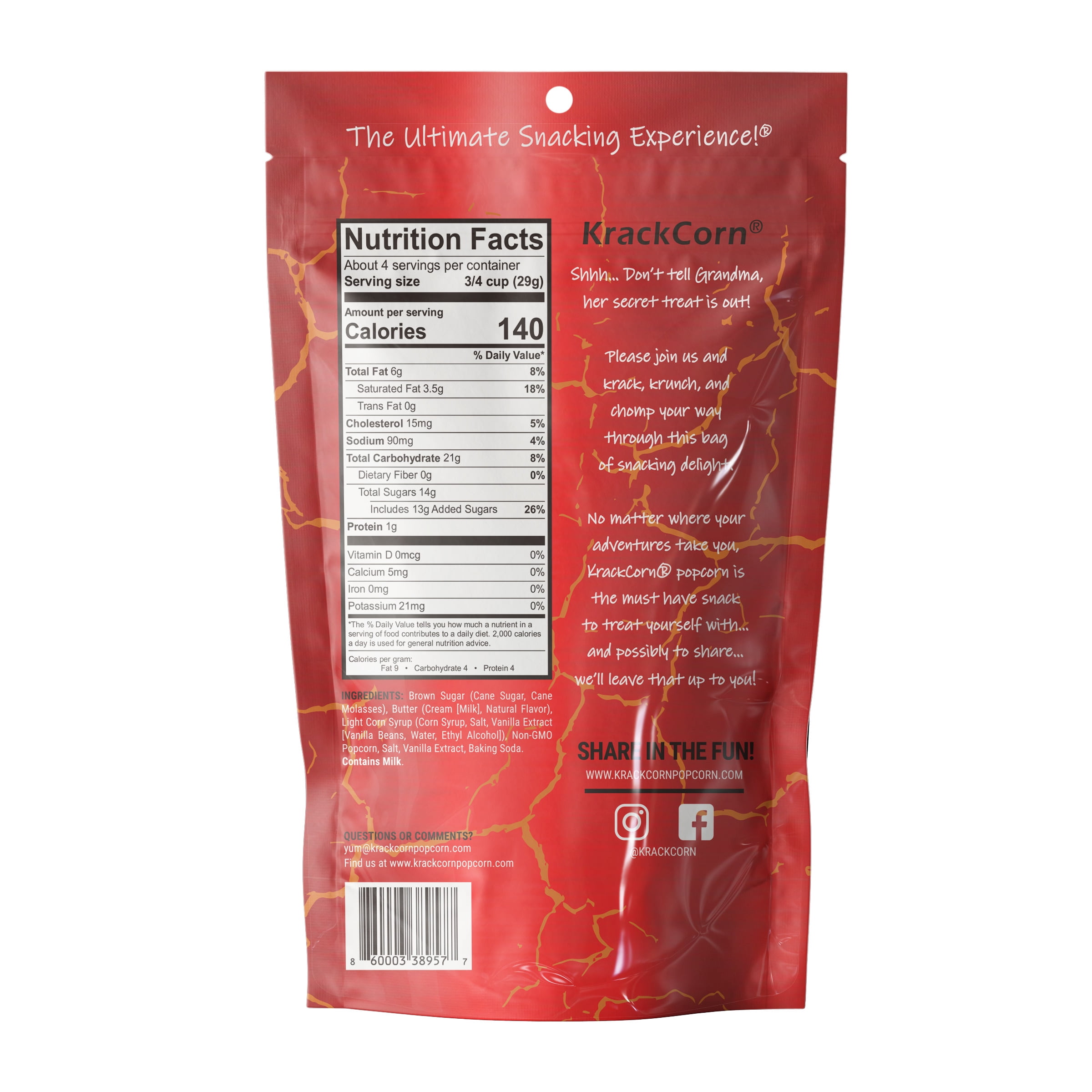 KrackCorn® Popcorn Original Caramel 4oz Personal Size - 6 pack