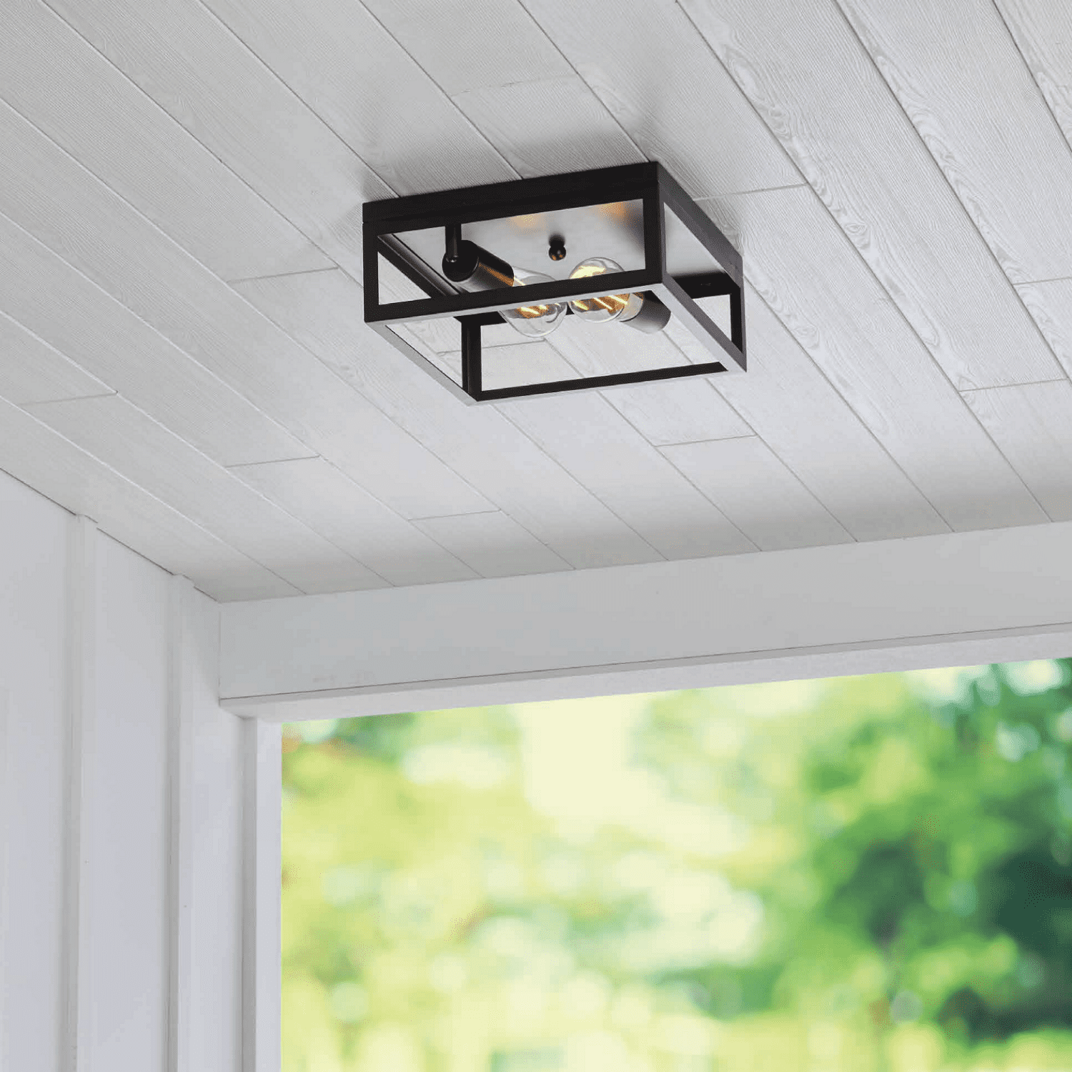 Better Homes & Gardens 12" Modern Square Flushmount Ceiling Light, Matte Black Finish, E26 Socketed