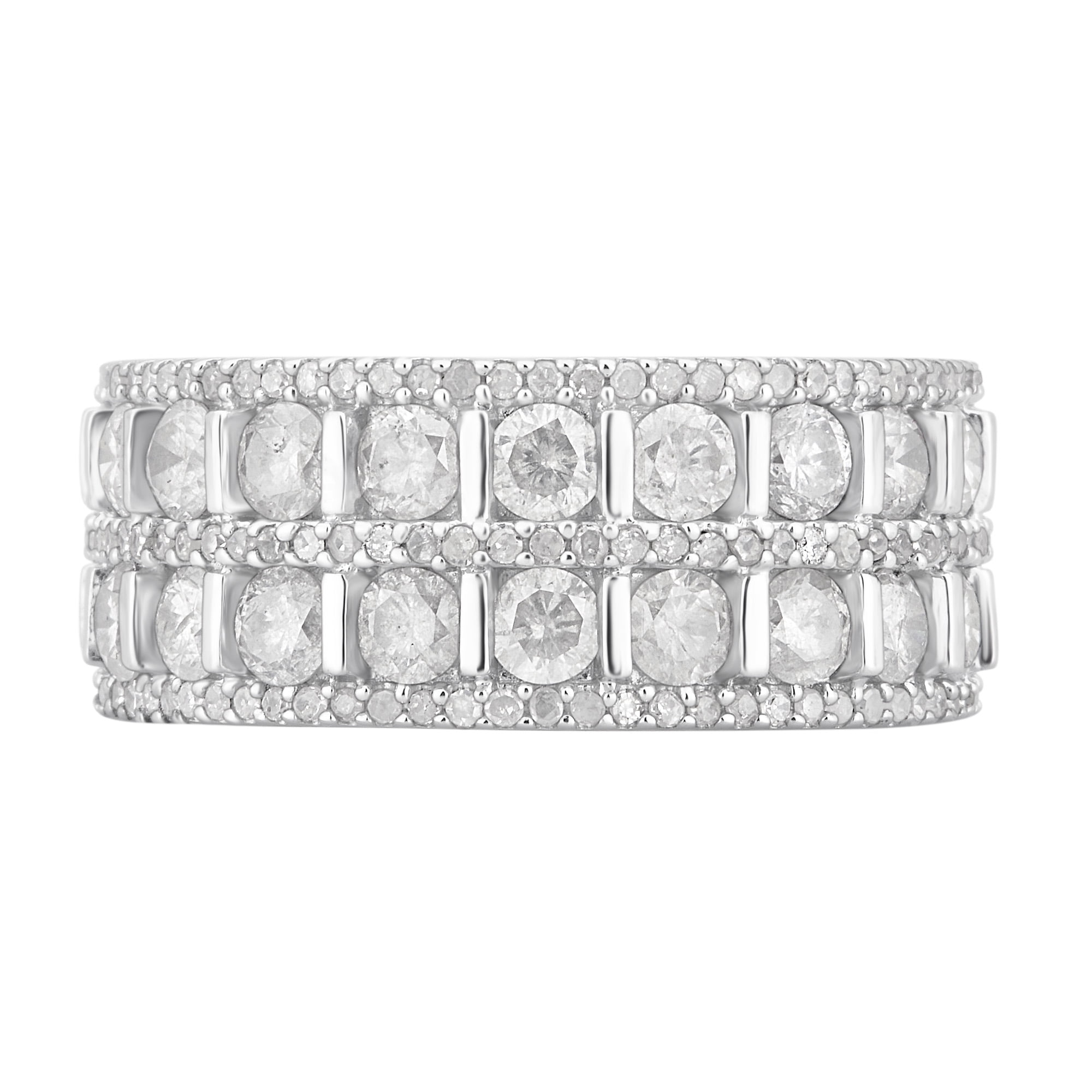 Arista 2.00 Carat T.W Diamond Three Row Anniversary Ring in Sterling Silver(I-J, 2-I3)