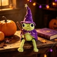 thumbnail image 2 of Halloween Wizard Frog Plush Doll, Cute Green Frog Stuffed Animal with Witch Hat Cape & Mini Pumpkin, Spooky Halloween Decor Plush Toy, 2 of 5