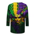 thumbnail image 5 of lcziwo Mardi Gras Womens Shirts 3/4 Sleeve Mask Graphic Blouse 3D Print Carnival Themed Funny Party Tee Tops Parade Tshirt 2025 Multicolor M, 5 of 5