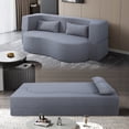 thumbnail image 4 of 2-in-1 Convertible Sofa Bed, Full Size Folding Loveseat with Soft Teddy Fabric, Space-Saving Mattress, No Assembly Required – Perfect for Small Apartments, Dorm Rooms, RVs & Gray Sofa Bed Solution, 4 of 9