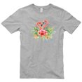 thumbnail image 2 of Oversized Spring Flamingo Cotton Short Sleeve Graphic Shirt - Heather Grey XL, 2 of 4