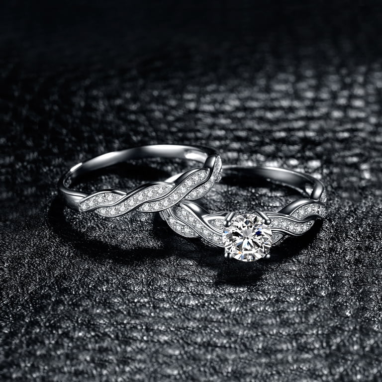 Alice Jewellery 925 Sterling Silver Infinity Wedding Ring Set – CZ, Women’s 0.87ct 4 thumbnail image