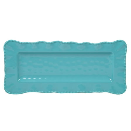 Certified International 27448 Perlette Teal Rectangular Platter 19" x 9" Servware, Accessories,Hostess Serving
