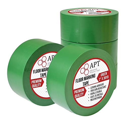 APT, Ruban de Sécurité en Vinyle Premium et Ruban d'Épissage pour Piste de Danse, 6 mil d'Épaisseur, 2 Pouces x 36 yds, Vert, 5 Rouleaux/paquet