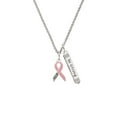thumbnail image 2 of Delight Jewelry Pink Ribbon ''Help'' Silvertone Be Strong and Courageous Bar Charm Necklace, 23", 2 of 4