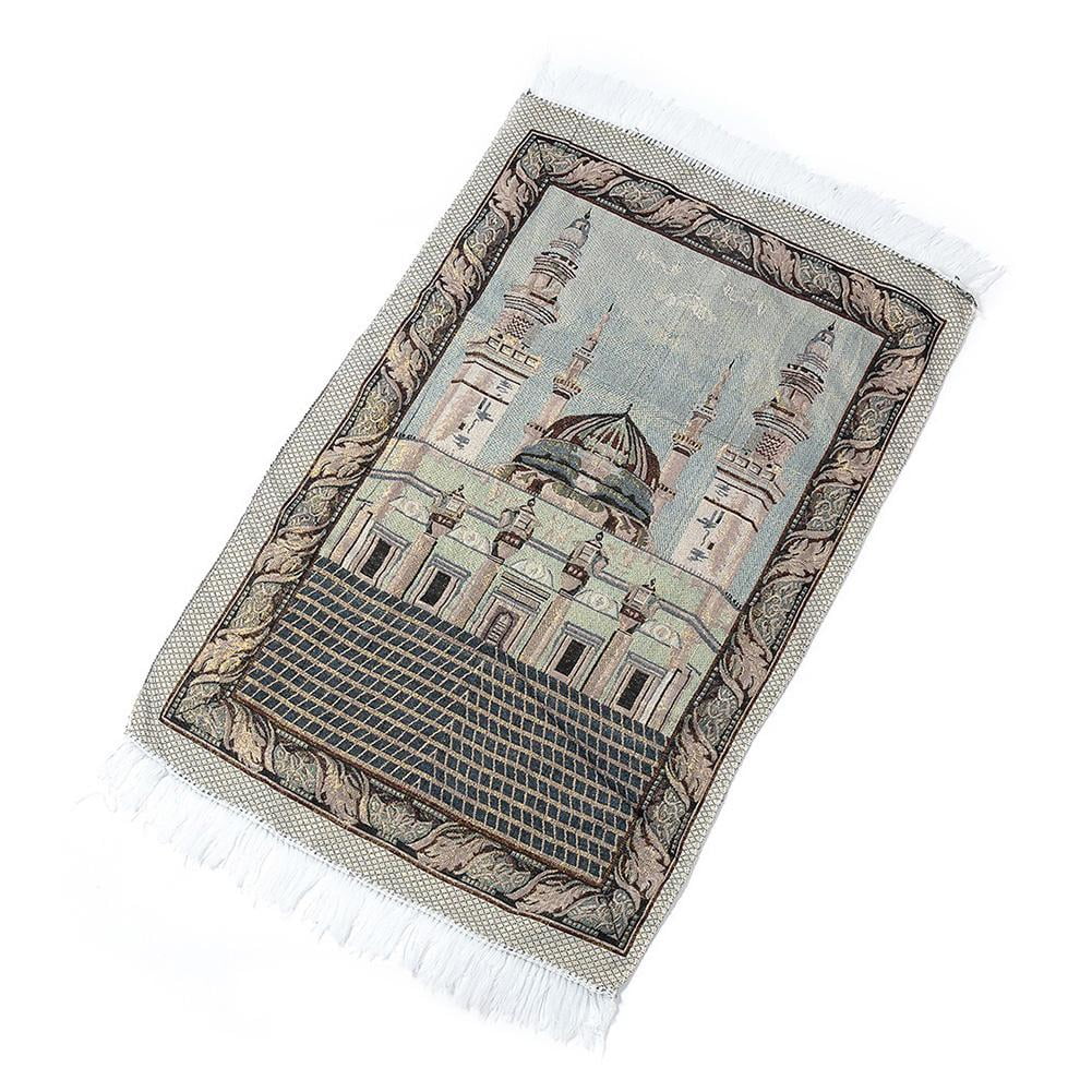 Lacyie Muslim Prayer Carpet Soft Cotton Blanket With Golden Silk Cotton Yarn