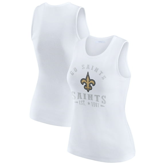 Women's WEAR by Erin Andrews  White New Orleans Saints Ribbed Graphic Tank Top